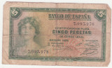 (9) BANCNOTA SPANIA - 5 PESETAS 1935