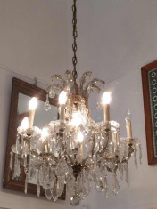 CANDELABRU ANTIC DIN CRISTAL SI ALAMA CU 8 BRATE foto