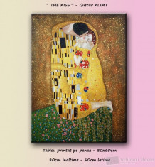 Tablou print (canvas) - The KISS - Gustav Klimt (80x60cm), livrare gratuita in 24h foto