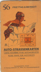Harta Auto, 1:300.000, anii 1930-40, pentru zona Lugoj-Turnu Severin foto