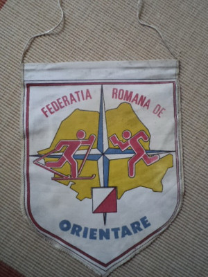 federatia romana de orientare RSR fanion de colectie comunist anii &amp;#039;80 vechi rar foto