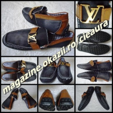 SCARPI NEGRI FIRMA BRAND LOUIS VUITTON BLUE JEANS PRESPALAT NEGRU PIELE NATURALA MARO MOCASINI PANTOFI SPORT ELEGANTI stil VINTAGE VARA USORI COMOZI foto