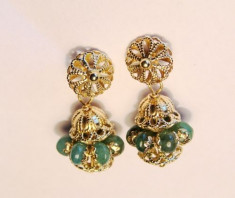 Cercei aur 14K cu Smaralde naturale Art Deco italian foto