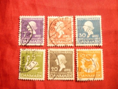 Serie- 100 Ani -Povestile lui Ch. Andersen ,1935 Danemarca, 6 val.stamp. foto