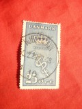 Timbru 25 Ore albastru 1929 Danemarca -Lupta impotriva cancer , stampilat