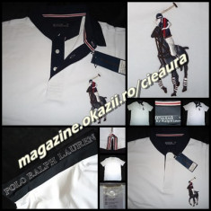 TRICOU 5XL BARBATI firma POLO RALPH LAUREN ALB MANECA SCURTA 100% BUMBAC foto