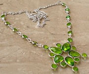 COLIER ARGINT 925 QUARTZ PERIDOT VERDE INDIA foto