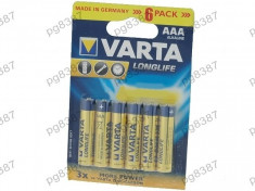 Baterie AAA, R3, alcalina, 1,5V, Varta Longlife, blister 6 baterii - 050290 foto