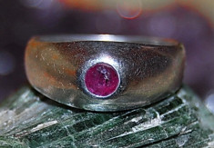 inel antic argint 835 model inel logodna cu piatra autentica de rubin rosu superb!!! marime mica foto