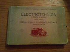 ELECTROTEHNICA IN DESENE SI SCHEME *partea a doua * Masini, Aparate si Instalatii Electrice-- S. M. Alucher --1953, contine 126 planse in doua culori foto