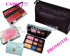 Trusa Farduri Too Faced Summer Eyes + Gentuta Portfard material satinat + CADOU Paleta 6 nuante de Ruj si Gloss cu pensula de aplicare si oglinda foto