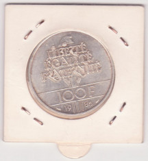 MONEDA DIN ARGINT FRANTA - 100 FRANCS (FRANCI) 1986 CU STATUIA LIBERTATII, SE VINDE IN CARTONAS foto