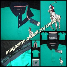 TRICOU 5XL BARBATESC POLO by RALPH LAUREN VERDE GULER BLEUMARIN MANECA SCURTA DESPICAT LATERALE 100% BBC TRICOURI XXXXXL BATAL BARBATI COLECTIE NOUA foto