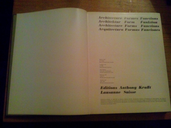 ARCHITECTURE FORMES FONCTIONS - Editions Anthony Krafft, 1967, 308 p.
