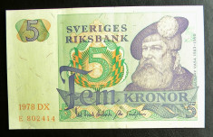 Suedia 5 Kronor aUNC 1978 P51d foto