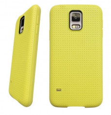 Carcasa de protectie + folie ecran soft TPU pentru Samsung Galaxy S5 i9600 G900 - husa acopera toate marginile, nu aluneca din mana - culoare: GALBEN foto