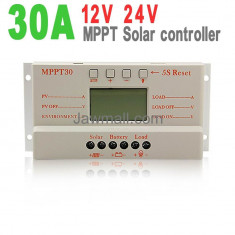 CONTROLLER Regulator Solar Panouri (Celule) fotovoltaice MPPT30A. Ecran LCD fara conectori MC4 foto