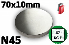 magnet neodim disc 70x10 mm 67 Kg Forta foarte puternic foto