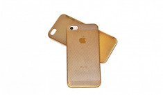 Husa / toc protectie iPhone 5, 5s lux - 100% aluminiu perforat, 0.3 mm grosime, nu piele, culoare - gold - LIVRARE GRATUITA la plata cu cardul foto