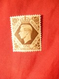 Timbru 1 Shilling brun George VI Anglia 1934 ,nestamp. cu urme de guma