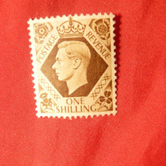 Timbru 1 Shilling brun George VI Anglia 1934 ,nestamp. cu urme de guma