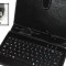 Husa tableta 9 inch, cu tastatura, picior de sprijin, piele ecologica, neagra, inchidere cu magnet