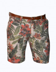 Pantaloni scurti ZARA bermude de vara Hawai model 2014 elegant casual inflorat / fori + CUREA CADOU! L68 foto