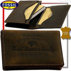 Portcard piele FOSSIL ML3249201 original nou cu eticheta cutie metalica- in stoc - foto