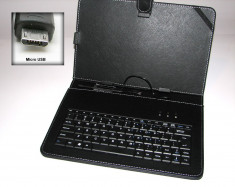 Husa tableta, cu tastatura 10 inch, neagra, micro usb foto
