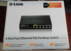 Switch POE DLink D-Link DES-100P 5 porturi nou, sigilat, original foto