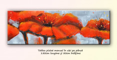 Tablou living, dormitor - Deco poppies 1 - ulei in cutit 150x50cm, livrare gratuita in 24h foto
