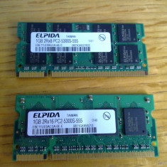 MEMORIE RAM LAPTOP DDR 2 DE 1 GB ELPIDA PC2-5300S-555