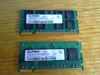 MEMORIE RAM LAPTOP DDR 2 DE 1 GB ELPIDA PC2-5300S-555 foto