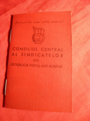 Carnet de Membru Consiliul Central al Sindicatelor 1959 ,107 timbre de cotizatie foto