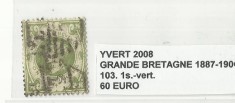ANGLIA 1887-1900 - 103 . 1S.-VERT.- STAMPILAT
