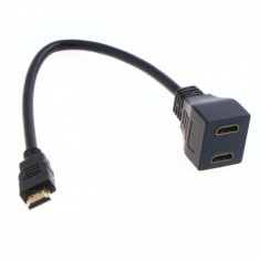 Cablu Y splitter HDMI 1.4 T - 2 X HDMI 1.4 M spliter 1xTata - 2xMama - 28cm - NOU foto