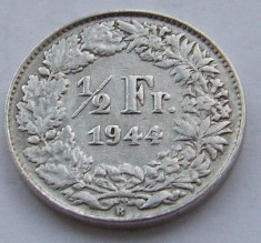 1/2 Franc 1944 B - Elvetia - Argint foto