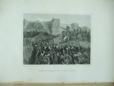 Gravura Ultimul asalt al lui Napoleon asupra orasului Acra in 1799 Raffet 1878 foto