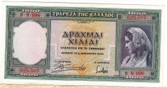 Grecia bancnota 1000 drahmai drahme 1939 a.UNC pe verso Acropole foto