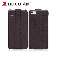 Husa / toc piele HOCO - Royal Earl, iPhone 5 / 5s tip flip cover, culoare: maro coffee - LIVRARE GRATUITA prin Posta la plata cu cardul foto