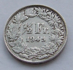 1/2 Franc 1945 B - Elvetia - Argint foto