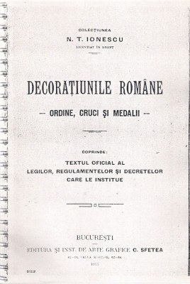 DECORATIUNILE ROMANE - ORDINE, CRUCI SI MEDALII - XEROCOPIE foto