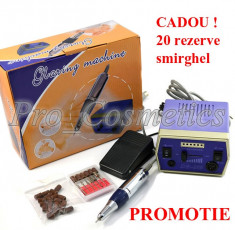 Freza Unghii Profesionala - Pila Electrica Unghii False 30000 RPM + CADOU Set 20 Rezerve Smirghel pentru pila electrica foto