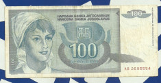 Iugoslavia-100 dinari 1992 foto