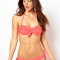 COSTUM BAIE ASOS BEACH RIVER ISLAND CULOARE CORAL ROZ 2 PIESE PLAJA MARE NOU