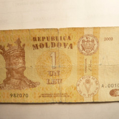 Bancnota 1 Leu 2002 Moldova , cal. medie