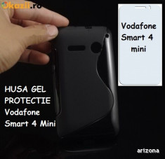 Husa neagra Gel Tpu si folie protectie ecran dedicata Vodafone Smart 4 Mini foto