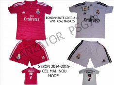 ECHIPAMENTE FOTBAL REAL MADRID . COPII DE LA 2 LA 14 ANI ,MODEL NOU SEZON 2014-2015.LIVRARE GRATUITA foto