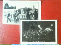 Decesul regelui CAROL I - 2 ilustrate circulate adresate Profesorului univ. Gh.Gh.Longinescu,domiciliat temporar la Torino, 1914 foto