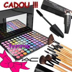 Trusa machiaj profesionala MAC 96 culori nuante paleta farduri + set 15 pensule make up machiaj BOBBI BROWN + CADOU RIMEL MAC MASCARA foto